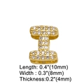 Detailed view of gold letter I pendant with micro-pave crystals measuring 10x8x4mm - Letter I