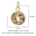 Golden round hollow pendant with multicolored cubic zirconia and size dimensions - Multicolor Zirconia Style 5 / Gold