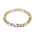 Zweifarbiges Gold und Silber Edelstahl 3:1 Figaro Armband mit sicherem Metallverschluss - 3:1 Zweifarbiges Figaro-Armband (KB154561-Z) / 200mm*7.5mm