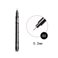 Waterproof black fineliner pen with 0.2mm needle tip for precise drawing and sketching - 02-0.2mm Line Width