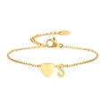 Elegant 18K gold-plated delicate chain bracelet with heart and initial S charms - Heart + Letter S Bracelet