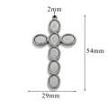 Silver retro cross pendant with oval base settings, 54mm by 29mm stainless steel accessory - Style Z2305S22/Oval Base