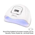 White 150W SUN X5 MAX nail lamp with 45 LEDs and four timer buttons and EU plug - SUN X5 Max White-EU Plug