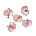 Iridescent pink acrylic heart pendant with gold ring for DIY jewelry making - Iridescent Pink Acrylic (10pcs/pack)