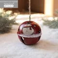 Campanella rossa 8cm con motivo pupazzo di neve e intagli a stella per albero di Natale - Campanellino Rosso Grande Pupazzo di Neve / Diametro 8cm/65g