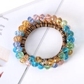 Detailed shot of elastic hair ring with colorful crystal beads and gold wire accents - 19# Colorful Crystal Beaded Black Rope Hair Tie
