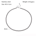 Detailed specs of stainless steel bead necklace with 4mm balls and 40.5+5cm length - 4mm / Silver