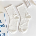 Minimalist white cotton crew socks for women featuring elegant lace trim details - White Vertical Stripe
