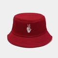 Detailed close-up of skull hand embroidery on a high-density burgundy cotton bucket hat - M (56-58cm) / Burgundy