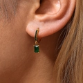 Boucles d'oreilles pendantes en zircon vert carré plaqué or 18 carats en acier inoxydable - Or Zircone Verte