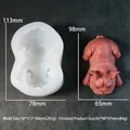 Detailed dimensions of Pug silicone mold and finished resin dog statue measurements - Sleeping Pug Dog Candle Mold