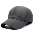Cappello da baseball trapuntato grigio scuro da uomo con fodera calda e placca - Regolabile / Grigio