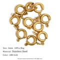 6mm 18K gold plated stainless steel spring ring clasps for DIY jewelry making - 6mm / 10 Pieces Set / Spring Ring Clasp / Gold