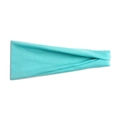 Detail of turquoise elastic yoga headband showing soft knit fabric texture on white background - Light Blue