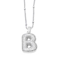 Collana in argento con ciondolo lettera B e cristalli incastonati su catena sottile - Lettera B / Argento