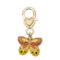 Golden butterfly keychain with yellow and orange enamel wings and lobster clasp - Yellow Butterfly Heart (ER768)