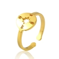 Minimalist gold adjustable open ring with celestial star compass and hollow design - Compass Directional Pattern / Gold