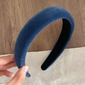 Navy blue velvet padded headband with retro wide-edge design and non-slip lining - 3cm / Haze Blue