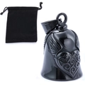 Retro black stainless steel motorcycle bell with heart wings and velvet pouch - Black (With Storage Bag)
