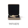 Light coffee velvet bracelet box measuring 9x9x3.5cm with high-end black flocked interior - Knot Light Khaki - Bracelet Box / Metal Velvet Wrapped Box