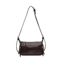 Vintage dark brown faux leather underarm bag with silver zippers and long tassel accents - Coffee