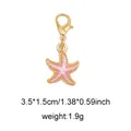 Pink starfish shoe charm with golden edges and a lobster clasp for bag decoration - Style 15 Starfish