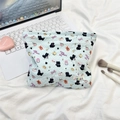 Light blue quilted cosmetic bag with cute cartoon cats and bears in a soft cotton texture - Black Cat Dots