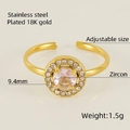 Verstelbare 18K vergulde ring met roze zirkoon zonnebloem en pavé-zetting - Verstelbaar Open / Roze Zirkonia