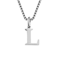 Silver stainless steel box chain necklace with capital letter L pendant - L-Silver