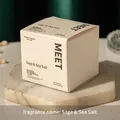 Sage and Sea Salt scented candle 14g in cream gift box on marble hexagon base - Encounter (Single Candle - Wood Sage & Sea Salt)