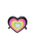 Fashionable heart-shaped crossbody bag in black patent leather with vibrant rainbow pattern - Black