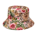 Dettaglio di cappello alla pescatora leopardato con rose rosa e motivi barocchi - M (56-58cm) / 4# Rosa Leopardata