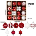 44-piece red and white Christmas ball ornament set with stars and various textures - 616-46 (Red & White Plaid - 44pcs) / 3+6cm