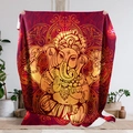 Manta de franela roja con estampado de mandala Ganesha dorado para el hogar festivo - Estilo 1-1 (Rojo Oro Ganesha Mandala)