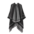 Ethnic knit shawl wrap featuring black and grey houndstooth and polka dot patterns - One Size / Dot Houndstooth-Black Grey