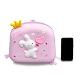 Pink EVA hard shell toddler backpack featuring 3D rabbit, crown, and sweet heart patterns - Pink Rabbit