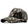 Green camouflage PU leather baseball hat with a 45-degree angle outdoor tactical view - Adjustable / Deep Green Woodland Camouflage (03)