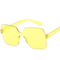 Modern oversized square rimless sunglasses in transparent bright yellow finish - Light Yellow