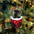 Weihnachtsstrumpf-Anhänger mit schwarzem Schnauzer und Rentiergeweih-Deko - Schwarzer Schnauzer Typ 2