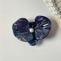 Deep blue violet acetate orchid flower hair clip with marble texture and pearl center - 8# Deep Purple
