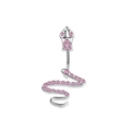 Silver snake belly button ring with sparkling pink cubic zirconia inlay on white background - Silver/Pink Zirconia