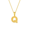 Golden titanium steel necklace featuring a textured letter Q pendant with fine chain - Letter Q
