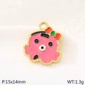 Pink octopus pendant in golden stainless steel for DIY jewelry, 15x14mm size - Pink Octopus (KLJ10758-ZLA)