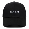 Berretto da baseball nero classico con ricamo bianco CAT DAD in cotone pregiato - Regolabile / Nero