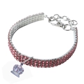 Pink crystal pet collar with elastic rhinestones and a crown pendant for dogs - Crown / S / Pink