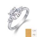 Classic six-prong moissanite ring in silver finish with GRA certification report detail - US Size 7 / R13563 Moissanite 2 Carat (with GRA)