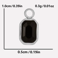 Detail of black rectangular glass stone pendant in silver frame with size dimensions - Steel Color/Black