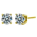 Classic round moissanite stud earrings with four-prong 925 silver gold-plated settings - 0.5 Carat Moissanite / Classic Four-Prong (Gold Color)
