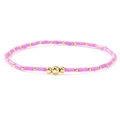 Minimalist handmade beaded bracelet with purple polymer clay beads and gold spacers - Violet