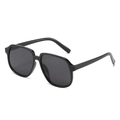 Classic black square sunglasses with dark lenses shown from a 45-degree angle - Black Frame Black Grey Lens